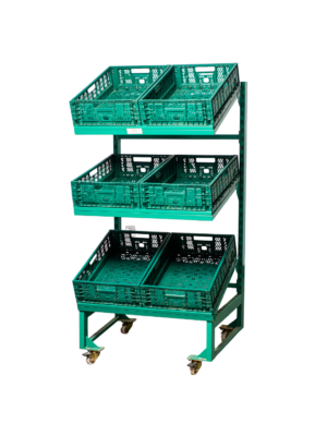 1 Expositor Móvel para Hortifrúti e Logística – 6 Cestos