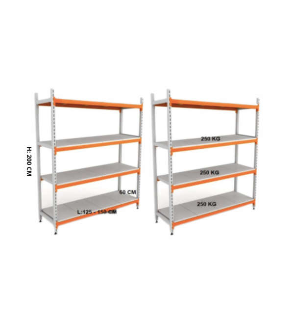 Estante de Aço Reforçada, suporta até 250 KG por prateleira.