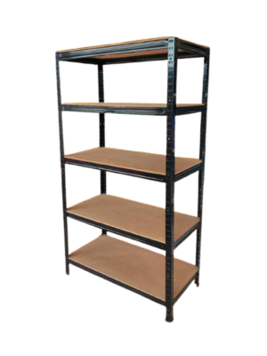 33 Estante de Aço Multiuso 5 Prateleiras em MDF - Estrutura Reforçada Preta