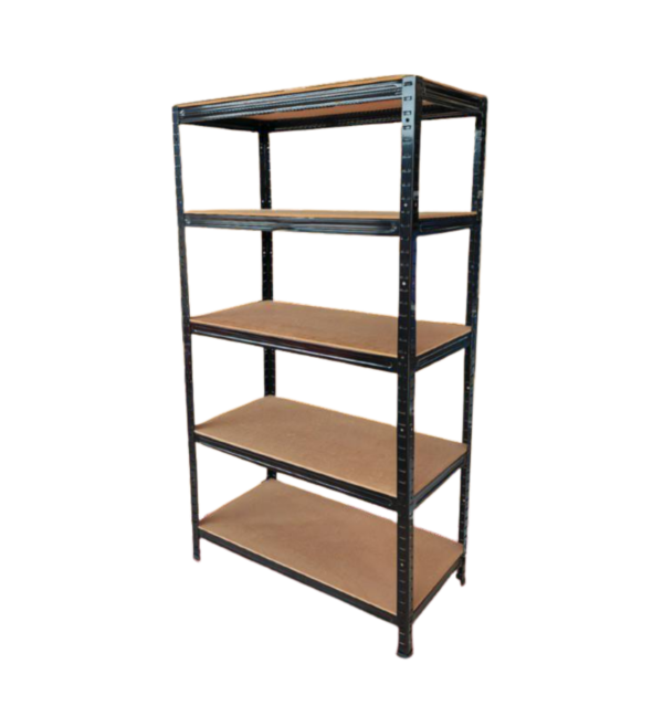 33 Estante de Aço Multiuso 5 Prateleiras em MDF - Estrutura Reforçada Preta