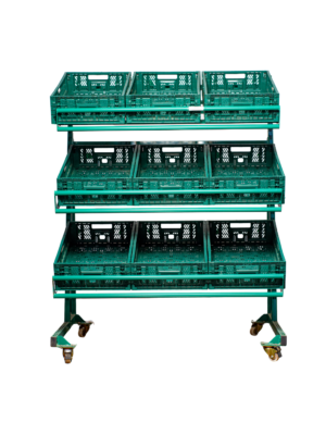 Expositor Móvel para Hortifrúti e Logística – 9 Cestos Expositor Móvel para Hortifrúti e Logística – 9 Cestos